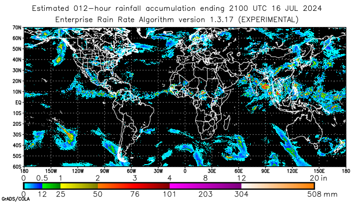 Self-Calibrating Multivariate Precipitation Retrieval (SCaMPR) - Global - 12-hour Estimated Rainfall