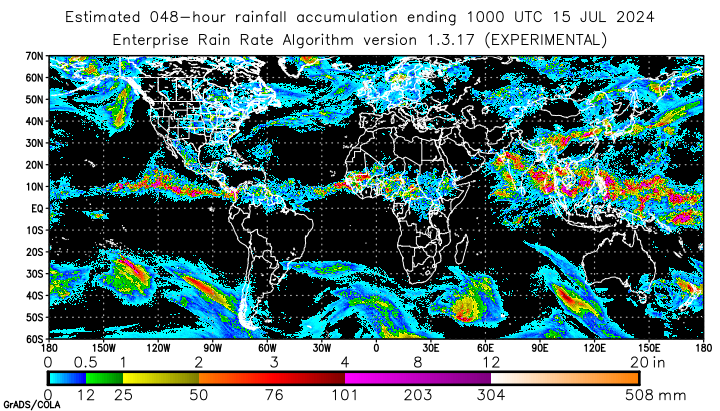 Self-Calibrating Multivariate Precipitation Retrieval (SCaMPR) - Global - 48-hour Estimated Rainfall