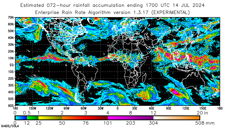 Self-Calibrating Multivariate Precipitation Retrieval (SCaMPR) - Global - 72-hour Estimated Rainfall